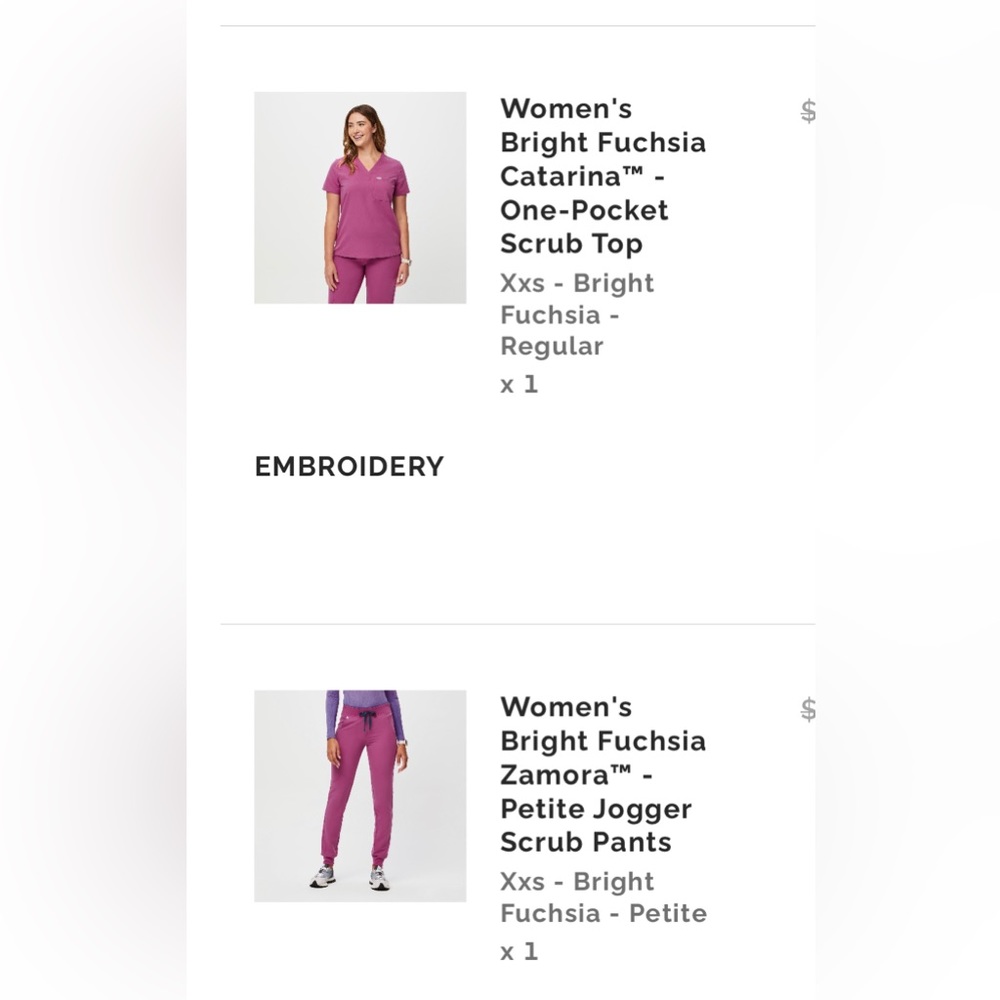 NWT Figs Bright Fuschia Set XXS and XXS/P